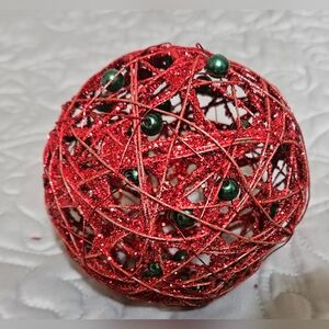 Red Glitter Christmas Decorative Sphere From Pier 1